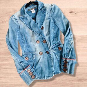 Vintage Marc Jacobs Denim Blazer – Size 2 – Embroidered Floral Back